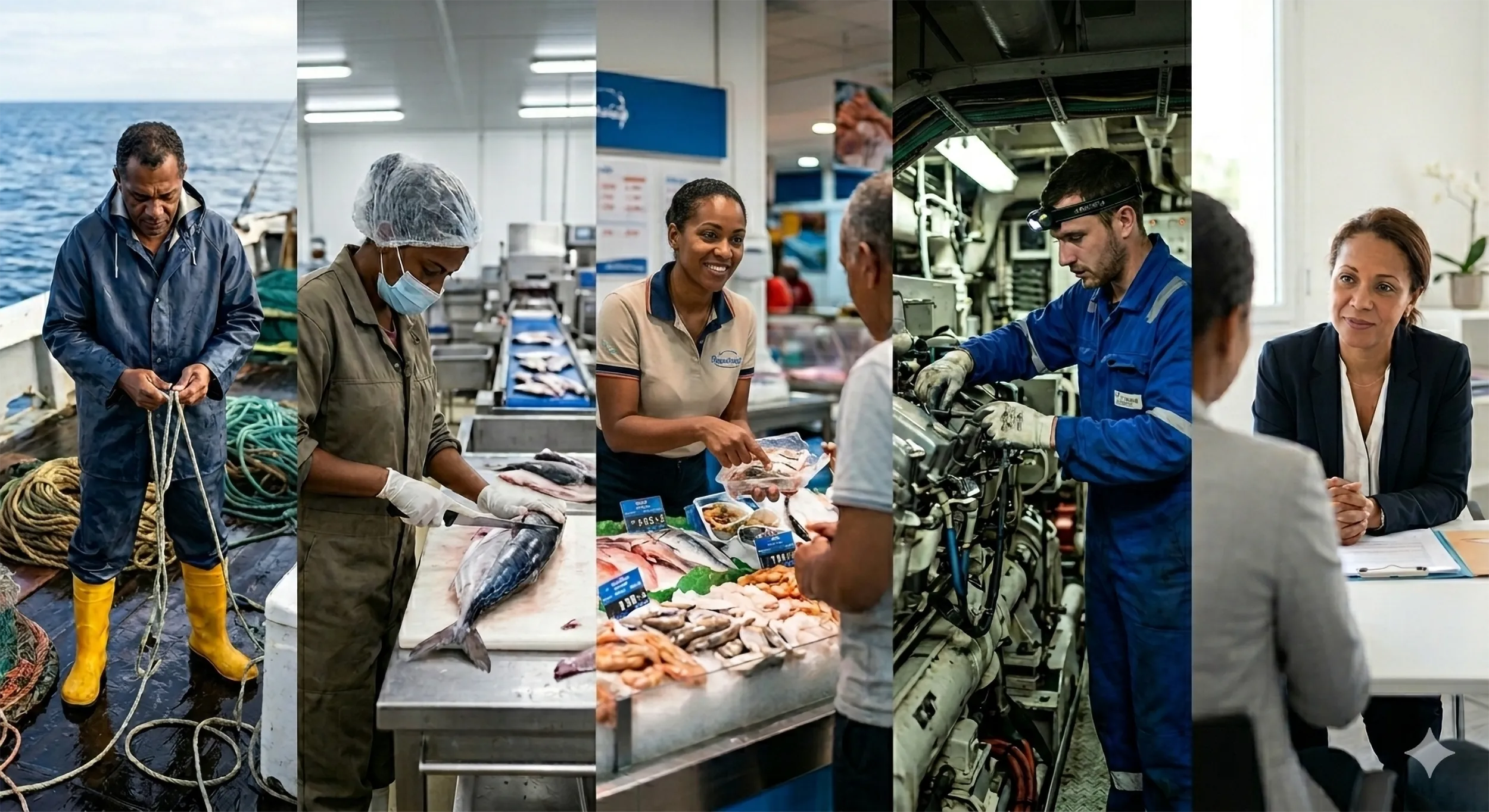 Les métiers de Reunimer : pêche, production, distribution, maintenance et management