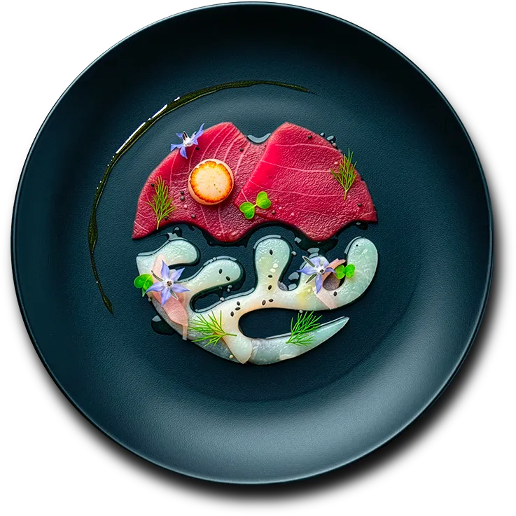 Assiette gastronomique illustrée pour l'activité distribution