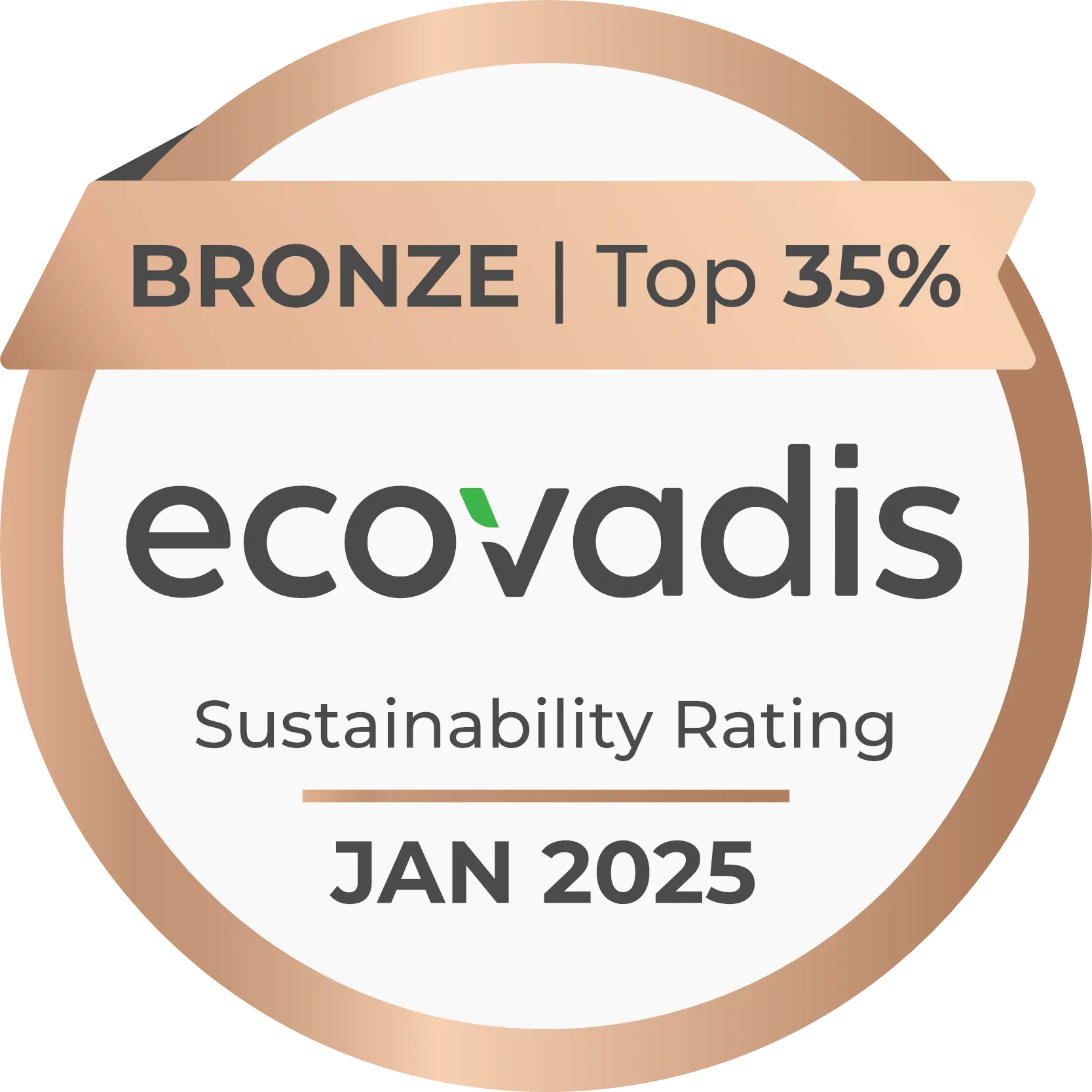 Médaille EcoVadis bronze Top 35% janvier 2025